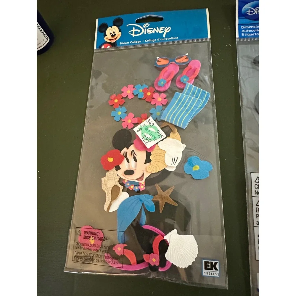 Disney Mickey Minnie Mouse Dimensional Stickers 2 Pk New Tropical Beach 3D Craft